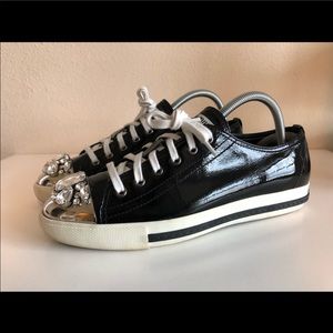 Miu miu metal cap Swarovski Crystal sneakers Sz 39